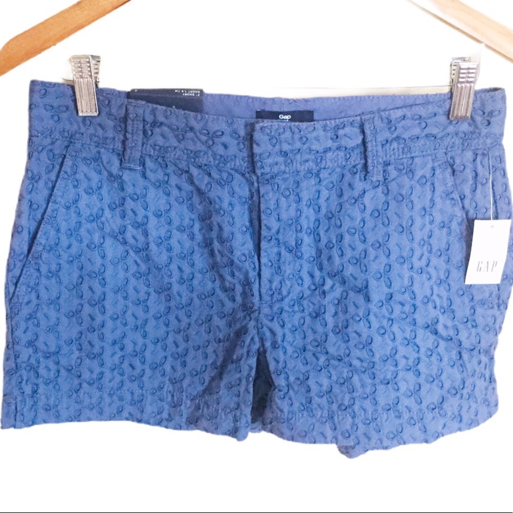 GAP Floral Eyelet Cotton Shorts Quiet Blue Size 4 27